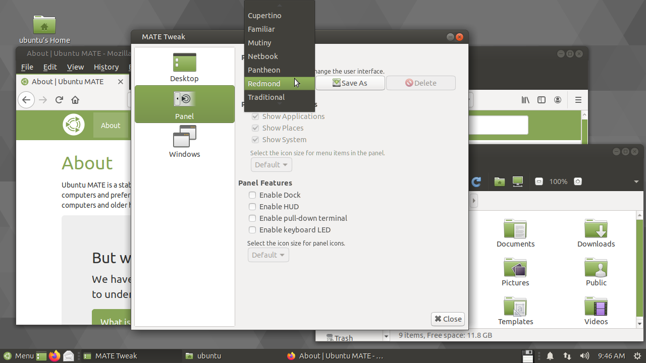 Ubuntu MATE's Redmond layout is designed to look a lot like Windows.
